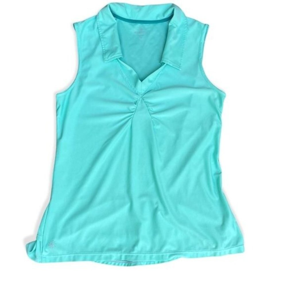 Athleta Light Teal Green Collared Athletic Tank Size Medium